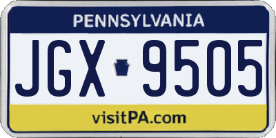 PA license plate JGX9505