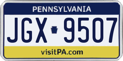 PA license plate JGX9507