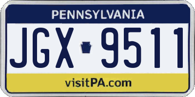 PA license plate JGX9511