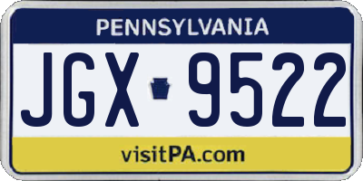PA license plate JGX9522