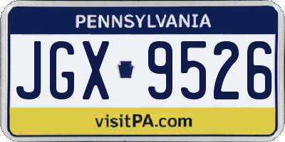 PA license plate JGX9526