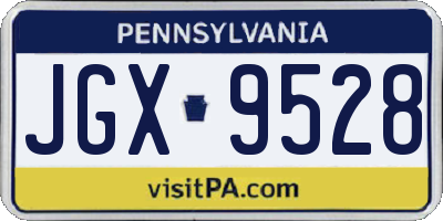 PA license plate JGX9528