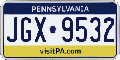 PA license plate JGX9532