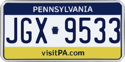PA license plate JGX9533