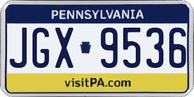 PA license plate JGX9536
