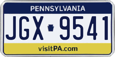 PA license plate JGX9541