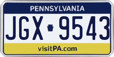 PA license plate JGX9543