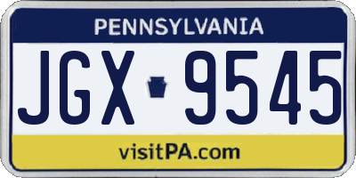PA license plate JGX9545