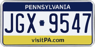 PA license plate JGX9547