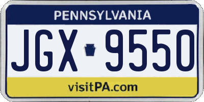 PA license plate JGX9550