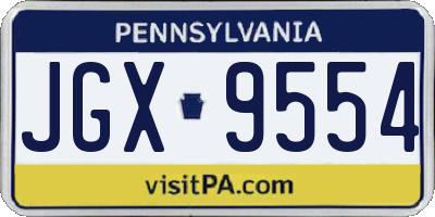 PA license plate JGX9554