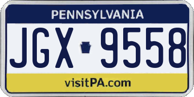 PA license plate JGX9558