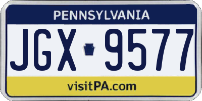 PA license plate JGX9577