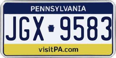 PA license plate JGX9583
