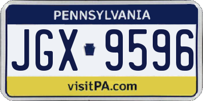 PA license plate JGX9596