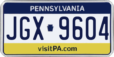 PA license plate JGX9604