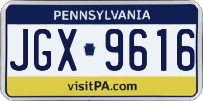PA license plate JGX9616