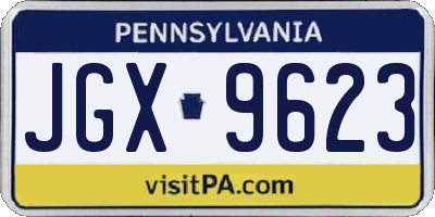 PA license plate JGX9623
