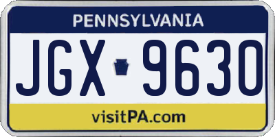 PA license plate JGX9630