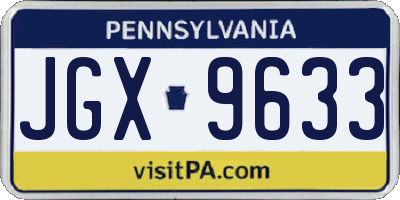 PA license plate JGX9633