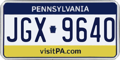PA license plate JGX9640