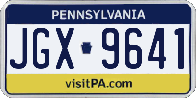 PA license plate JGX9641
