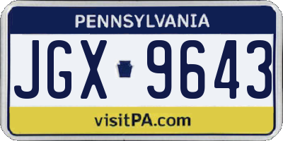 PA license plate JGX9643