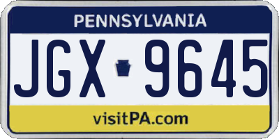 PA license plate JGX9645