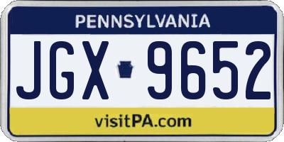 PA license plate JGX9652