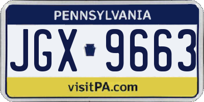 PA license plate JGX9663