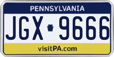 PA license plate JGX9666