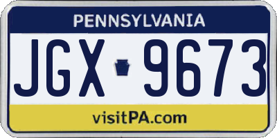PA license plate JGX9673