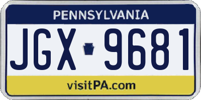 PA license plate JGX9681