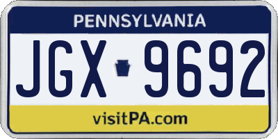 PA license plate JGX9692