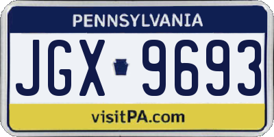 PA license plate JGX9693