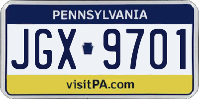 PA license plate JGX9701