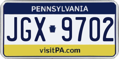 PA license plate JGX9702