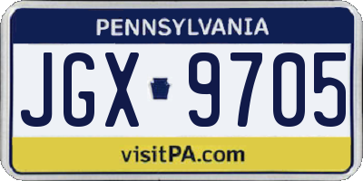 PA license plate JGX9705