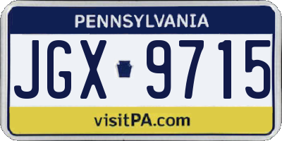 PA license plate JGX9715