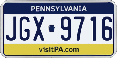 PA license plate JGX9716