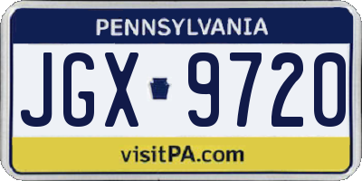 PA license plate JGX9720