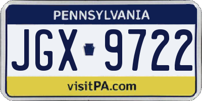PA license plate JGX9722