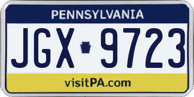 PA license plate JGX9723