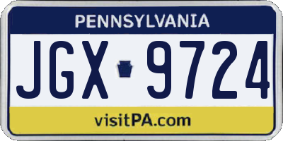 PA license plate JGX9724