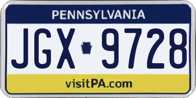 PA license plate JGX9728