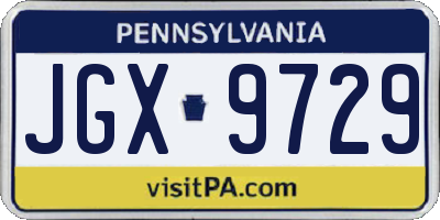 PA license plate JGX9729