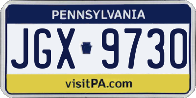 PA license plate JGX9730