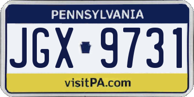 PA license plate JGX9731