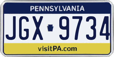 PA license plate JGX9734