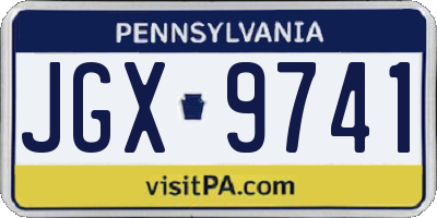 PA license plate JGX9741